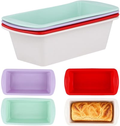 Dailygoods- Broodvorm met deksel - Siliconen Bakvorm - Rechthoekig - 8 Stuks - Hittebestendig - Antiaanbaklaag - Siliconen Cakevorm