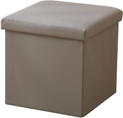 Opvouwbare Opbergkruk - Voetenbank met opbergruimte - Woonkamer organiseren - Stevig en comfortabel - 50x50x45 cm - Grijs