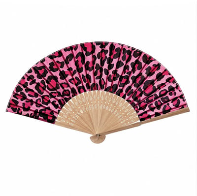 Festival Waaier - Pink Leopard | 38 x 21 cm | Bamboe/Polyester | Spaanse Waaier | Fashion Favorite