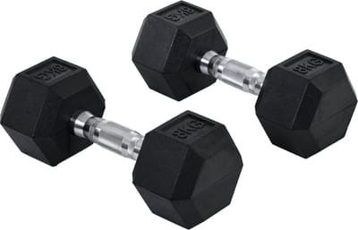 Fitgoodz - Dumbbells - Hexa dumbbell - Set 2x 8 Kg - Hex Dumbbel - Krachttraining