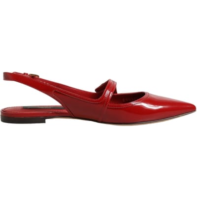 Dolce & Gabbana Rode Leren Slingback Ballerina Sandalen Schoenen
