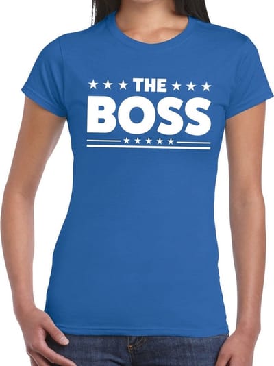 The Boss tekst t-shirt blauw dames - dames shirt The Boss XS