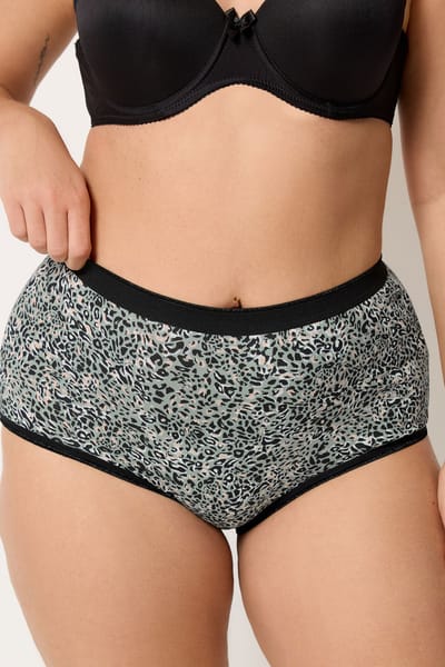 Yours 5 Pack Zwarte En Kakigroene Slips Met Volledige Dekking Met Dierenprint Size 42-44