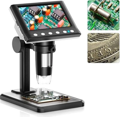 Digitale Microscoop 4.3'' – 1600X Vergroting, 1080P Video, Perfect voor Munten en Soldeerwerk – Met 8 LED-lampen | Microscoop voor Hobbymakers en Elektronica Inspectie