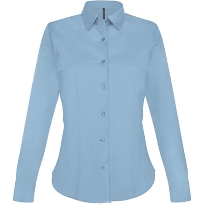 Kariban Dames stretch blouse lange mouwen K530 - light blue - XXL