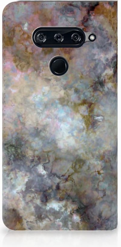 LG V40 Thinq Standcase Marmer Grijs