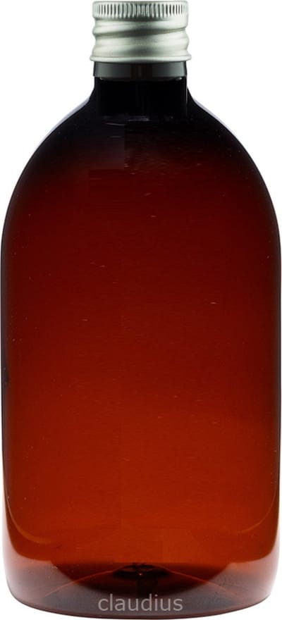 Lege plastic fles 500 ml PET Apothekersfles amber - met aluminium dop - set van 10 stuks - Navulbaar - Leeg