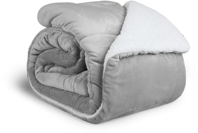 SleepMed Luxe sherpa deken - 2 Zijdig - Lichtgrijs - 200x200cm