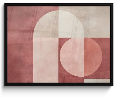 Poster in lijst - Fotolijst 70x50 cm - Posters - Figuren - Abstract - Roze - Posterlijst zwart - Decoratie - Wanddecoratie woonkamer - Muurdecoratie slaapkamer