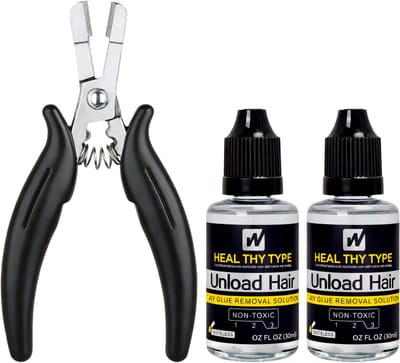 Walker Tape Unload Hair - Dry Glue Removal Solution - 2 stuks - 30ml - Met Microringen Tang - Haar Extensions