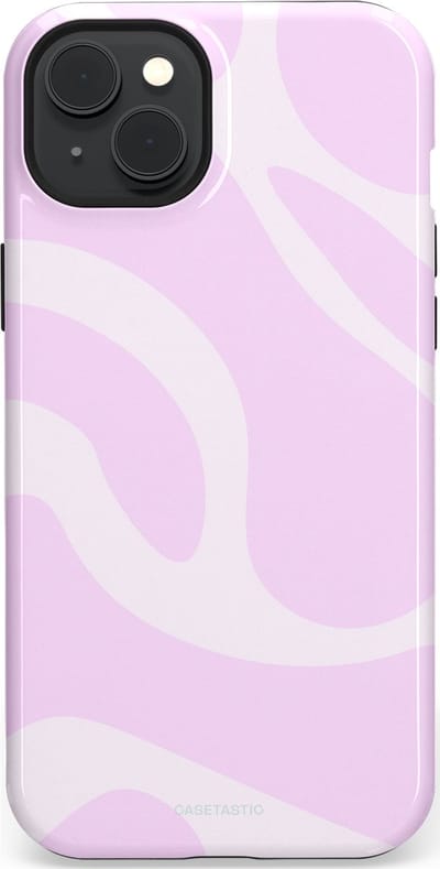 Casetastic hoesje geschikt voor Apple iPhone 15 Plus - MagSafe - Dubbellaagse bescherming - Vrolijk Roze Suikerspin Curves - Fashion Case - Lichtroze Wit
