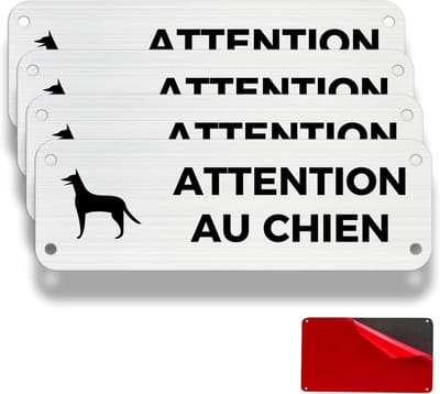 Waarschuwingsbord - Beveiligingsbord - Privacy Beschermen - Aluminium Materiaal - 15x5cm 4 Stuks - Aandacht Hond