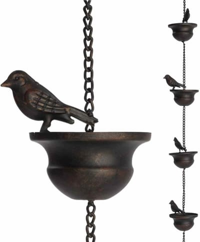 Regenketting - Afvoerketting Dakgoot - Water Leiden Tuin - Met Decoratieve Vogels - 24 Meter - Antraciet