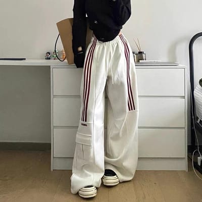 Herfst en Winter Koreaanse Versie Amerikaanse Retro Casual Sportief Casual Joggingbroek Street Losse Wijde Pijpen Broek M