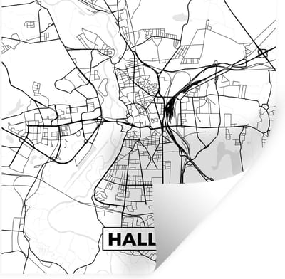 Muurstickers - Sticker Folie - Halle - Kaart - Plattegrond - Stadskaart - 100x100 cm - Plakfolie - Muurstickers Kinderkamer - Zelfklevend Behang XXL - Zelfklevend behangpapier - Stickerfolie