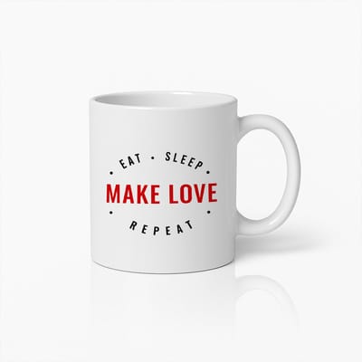 Romantische Mok 330ml – “Eten Slapen Liefde Maken Herhalen” – Grappige & Schattige Koffiekop Cadeau voor Stellen & Partners