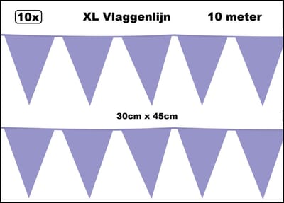 100 meter XL Vlaggenlijn lila 30cm x 45cm - 10x vlaggenlijn lila 10 meter - Giga vlaglijn themafeest party festival