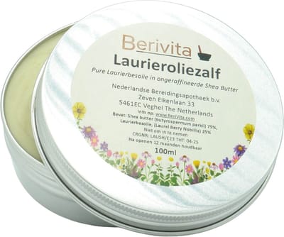 Laurierzalf 100ml Blik - Laurierbesolie met Shea Butter - Laurus Nobilis