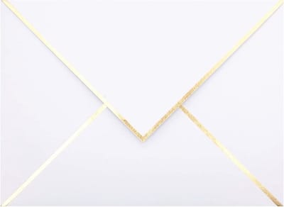 25x Luxe Witte A7 Enveloppen 5.2"x7.25" met Gouden Rand - Ideaal voor Bruiloftsuitnodigingen