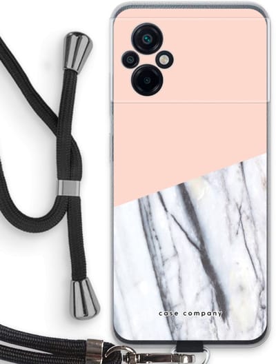 Case Company® - Hoesje met koord geschikt voor Xiaomi Poco M5 hoesje met Koord - A touch of peach - Telefoonhoesje met Zwart Koord - Bescherming aan alle Kanten en Over de Schermrand