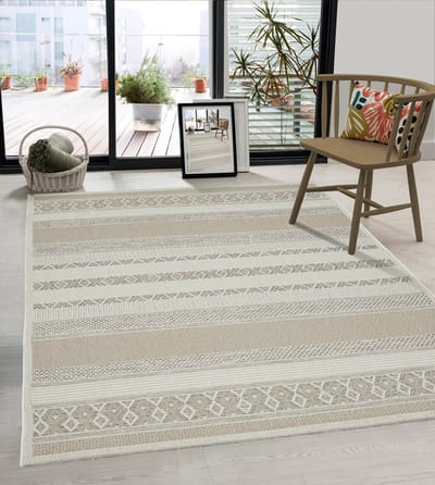 the carpet Calgary – robuust vloerkleed met modern design in boho-stijl, geschikt voor keuken & eetkamer, beige, 80 x 150 cm
