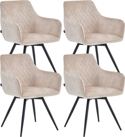 Colenis® - Sierra Eetkamerstoel - Set Van 4 - Beige - Adoré Velvet - Industrieel - Draaibaar - 360°