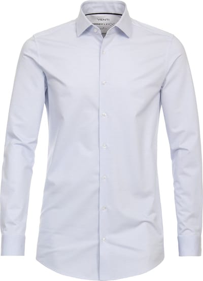 VENTI body fit overhemd - jersey - groen - Strijkvriendelijk - Boordmaat: 38