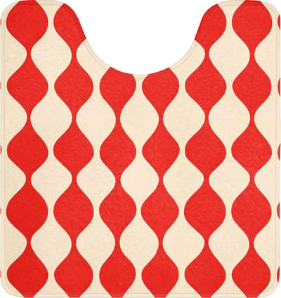 WC mat met uitsparing 55x60 cm - Antislip - Golvend patroon - Retro - Rood - Beige - Toiletmat met uitsnijding - Vloermat - Douchemat - Toilet tapijt - Toiletmatten