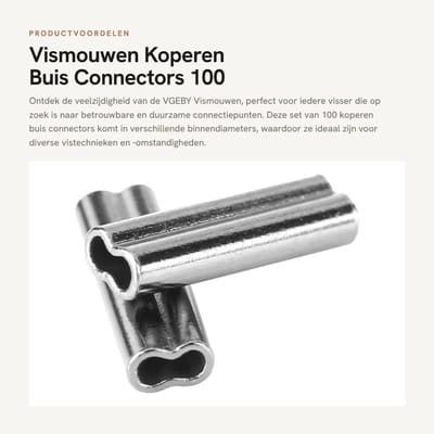 Dailygoods- Vismouwen 100 Stuks - Dubbele Vat Mouwen - Koper Connectors - Binnendiameter 1.0/1.2/1.4/1.6/1.8/2.0 mm - Eenvoudig te gebruiken - Hoogwaardige Kwaliteit - Connectoren