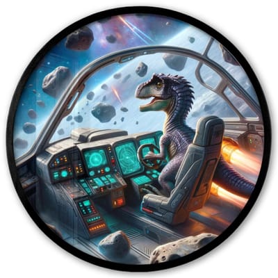 Poster in lijst Rond - Fotolijst 40x40 cm - Posters - Dino - Ruimte - Jongens - Ronde posterlijst zwart - Decoratie - Wanddecoratie woonkamer - Muurdecoratie slaapkamer