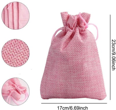 Jute zakjes voor gastgeschenken, stoffen zakken, jute zakken met trekkoord, herhaalbaar, voor huwelijksgeschenken, feesten, sieraden, stoffen zakjes om te vullen (17 x 23 cm)