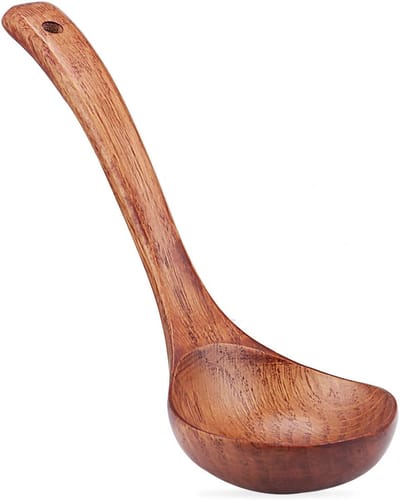 Houten Soeplepel van Natuurlijk Hout, Ideaal voor Soepen, Pap en Stoofschotels, 27 cm Lengte