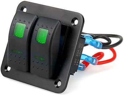 Dailygoody - Tuimelschakelaar - Waterdicht - Groen LED Licht - Voor 12V/24V voertuigen - Geschikt voor Auto, Caravan en Boot