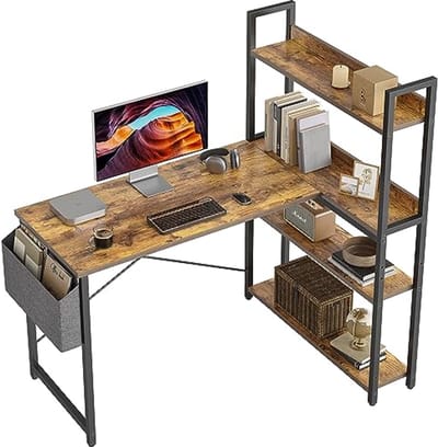 L-vormig bureau 120 cm met opbergtas en verstelbare voetkussens