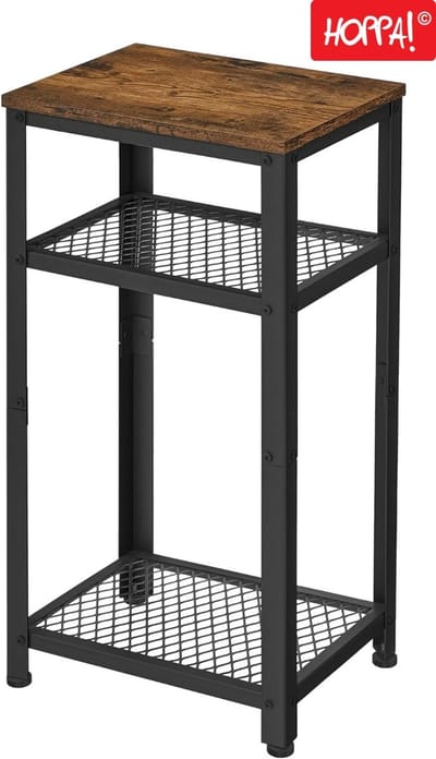 Hoppa! Vintage bijzettafel - Metaal - Bruin/Zwart - 40 x 30 x 75 cm (B x D x H)