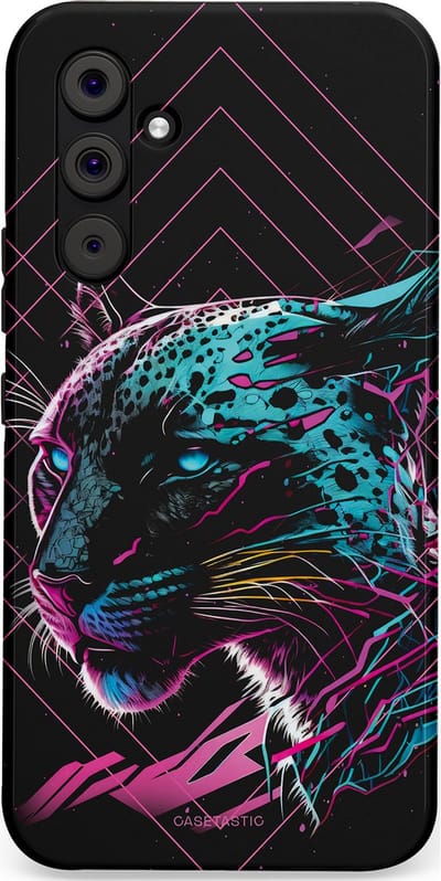 Casetastic hoesje geschikt voor Samsung Galaxy A54 (2023) 5G - Dubbellaagse bescherming - Neon Jager - Fashion Case - Zwart Petrol