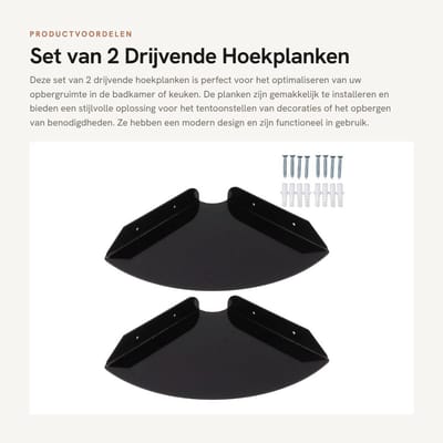 Dailygoods- Hoekplank Drijvend - Hoekplank Hout - Wandplank Badkamer - Wandplank Keuken - Eenvoudige Installatie - Compact 3x21x21 cm