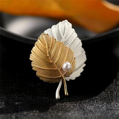 Prachtige vintage esdoornblad parel broche trui pak revers spelden voor vrouwen meisje rugzak sieraden accessoires paar cadeau beige