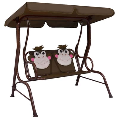vidaXL - Kinderschommelbank - 115x75x110 - cm - stof - bruin
