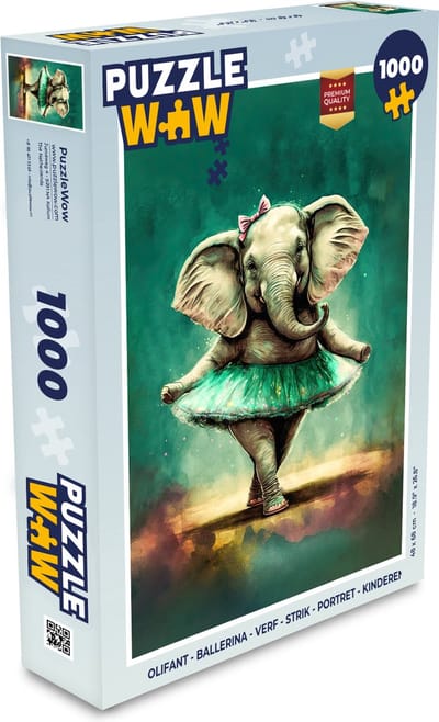 Puzzel Olifant - Ballerina - Verf - Strik - Portret - Kinderen - Legpuzzel - Puzzel 1000 stukjes volwassenen