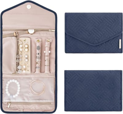 Bagsmart Jewellery Organiser Travel Case Travel Accessory for Rings, Earrings, Necklaces, Watches, Blue, Blue, Modern