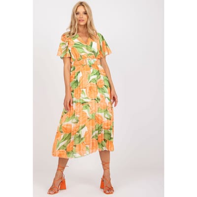 Sunset Citrus Wrap Dress - Orange / One Size