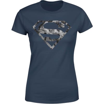 Marble Superman Logo Women's T-Shirt - Navy - XS