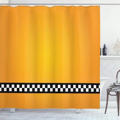 Oranje Decor Douchegordijn met Klassieke Taxi Cabine Print - 178 cm