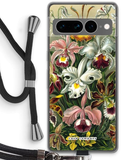 Case Company® - Hoesje met koord geschikt voor Google Pixel 7 Pro hoesje met Koord - Haeckel Orchidae - Telefoonhoesje met Zwart Koord - Bescherming aan alle Kanten en Over de Schermrand