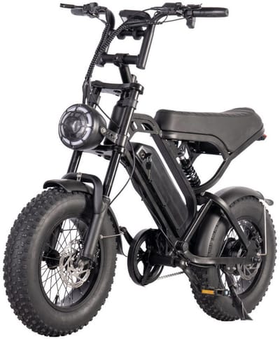 V20 Mini Fatbike – Elektrische Fatbike 2025 – 16 Inch – Legaal op de weg – 50 km Actieradius - Niet opvoerbaar – Hydraulische remmen – Alarm – 2 Jaar Garantie - Zwart