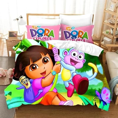 3D Print DDora Cartoon Explorer Beddengoed Collectie Dekbedovertrek Bed Collectie Dekbedovertrek Kussensloop Dekbed Koning Queen Maat Jongens Volwassenen 135x200cm 2pcs