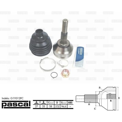 Homokineet reparatie set, aandrijfas PASCAL G1Y012PC