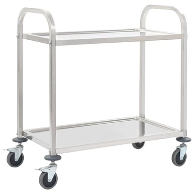 vidaXL - Keukentrolley - 2-laags - 96,5x55x90 - cm - roestvrij - staal
