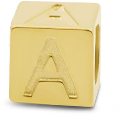 New Bling 9NBG-912A Gouden Kubus met Letter A - 3,8mm - hanger - 14 Karaat - Goud